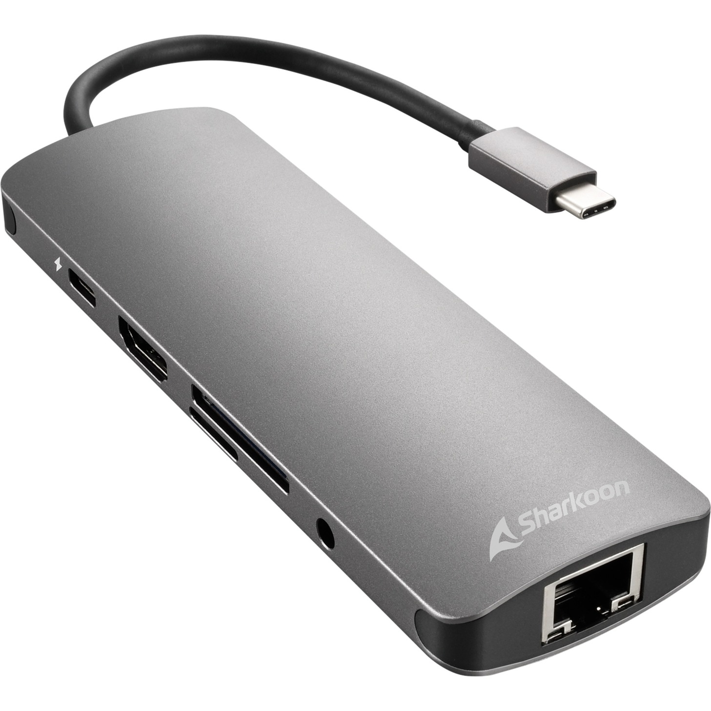 Sharkoon usb 3.0 type c combo adapter dockingstation (donkergrijs)