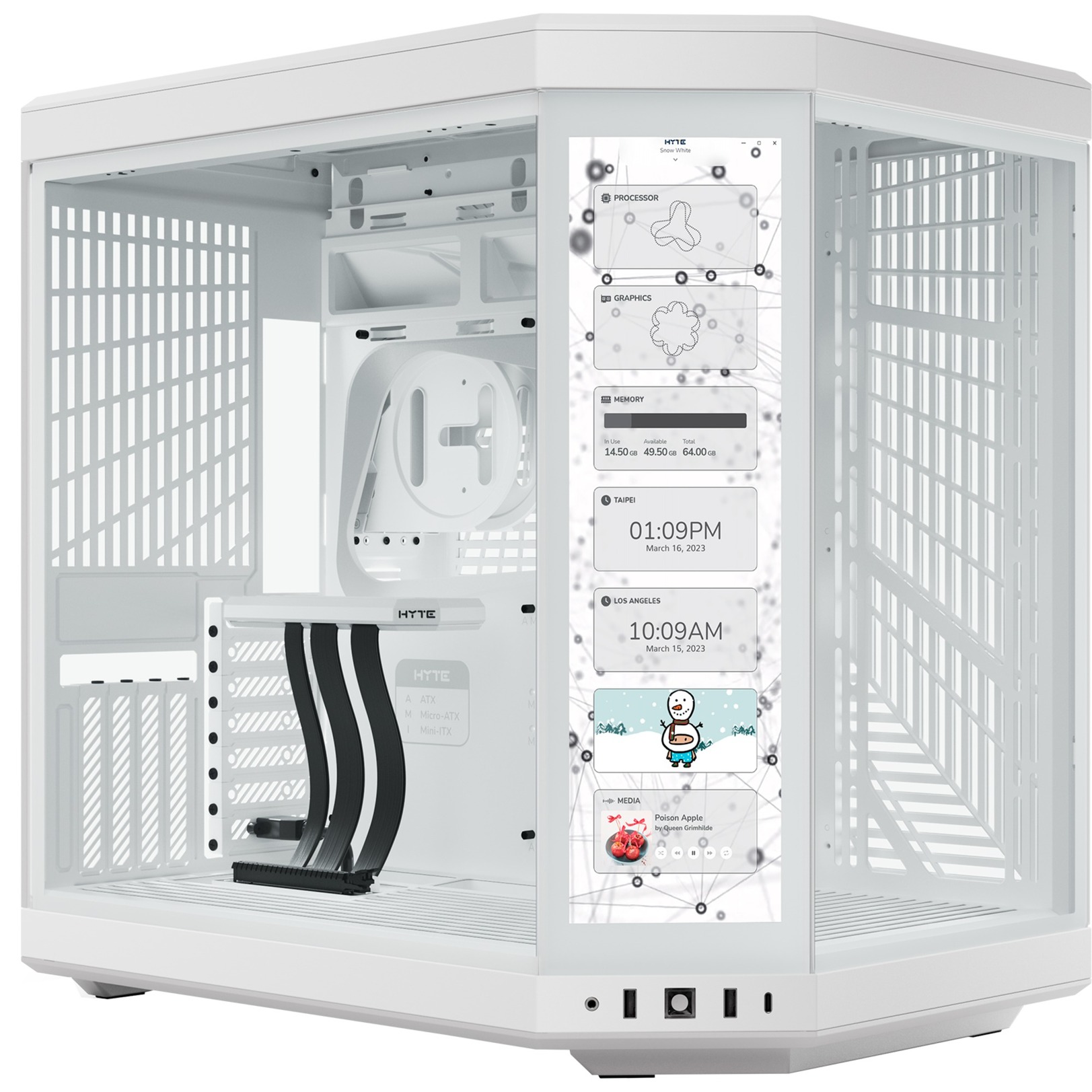 HYTE y70 touch infinite midi tower behuizing (wit | 2x usb-a | 1x usb-c | tempered glass)