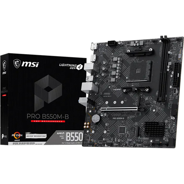 MSI pro b550m-b socket am4 moederbord (zwart, raid, gb-lan, sound, µatx)
