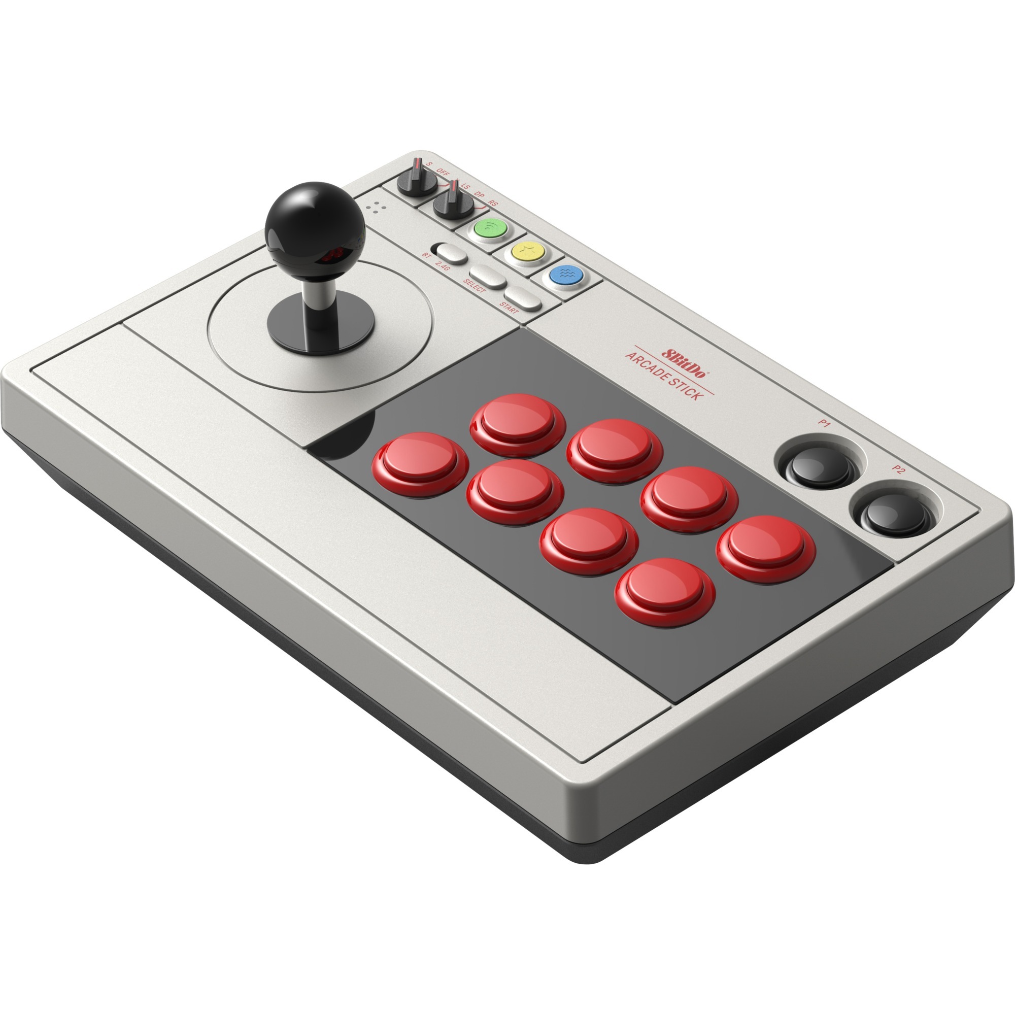 8BitDo arcade stick joystick (grijs, switch 1, switch 2, pc, bluetooth / 2.4g / usb-c)