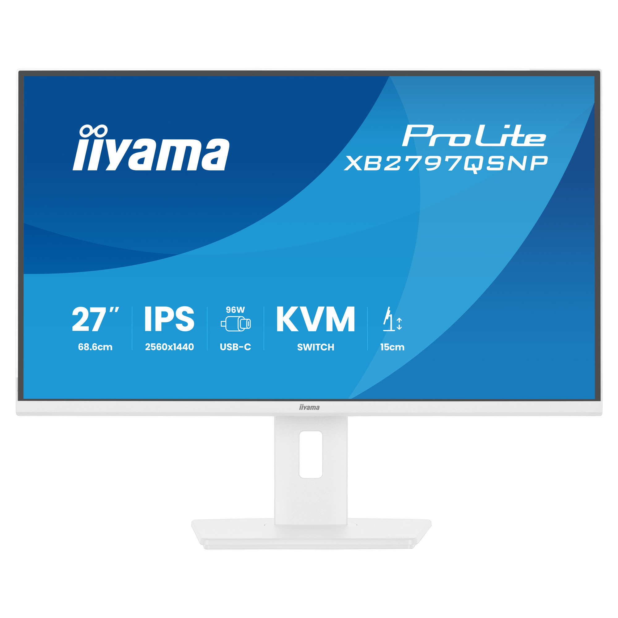 Iiyama prolite xb2797qsnp-w1 27" monitor (wit, 1x displayport, 1x hdmi, 3x usb-c, 2x usb-a, 1x rj-45)