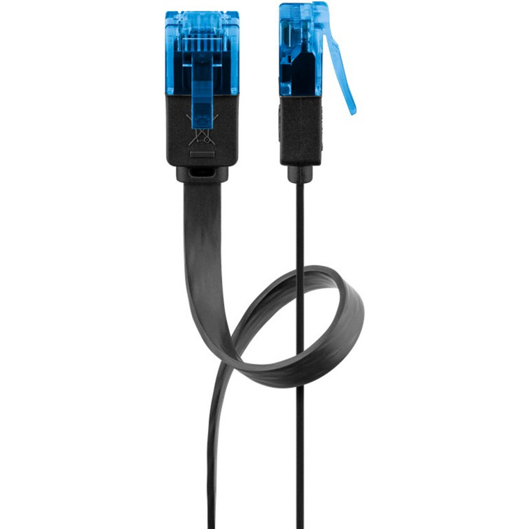 Goobay cat 6a flat patch cable u/utp, 5 meter kabel (zwart/blauw)