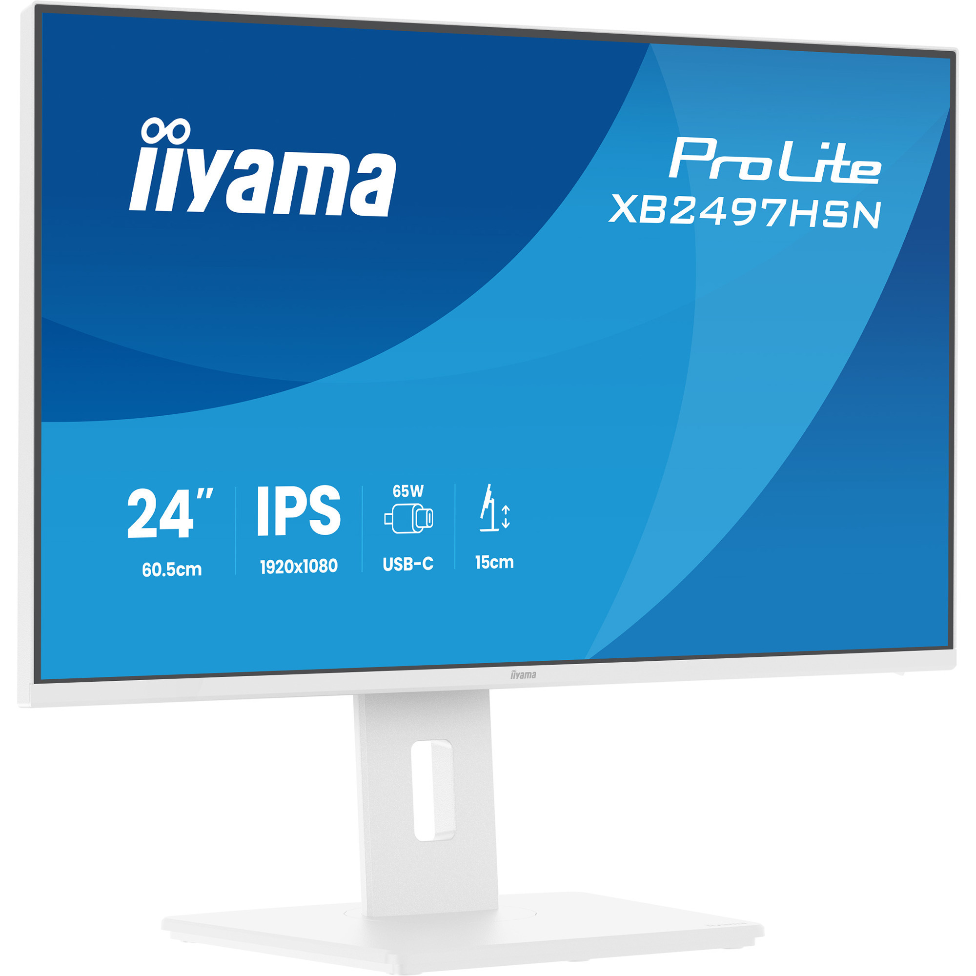 Iiyama prolite xb2497hsn-w1 23.8" monitor (wit, 1x displayport, 1x hdmi, 3x usb-c, 2x usb-a, 1x rj-45)