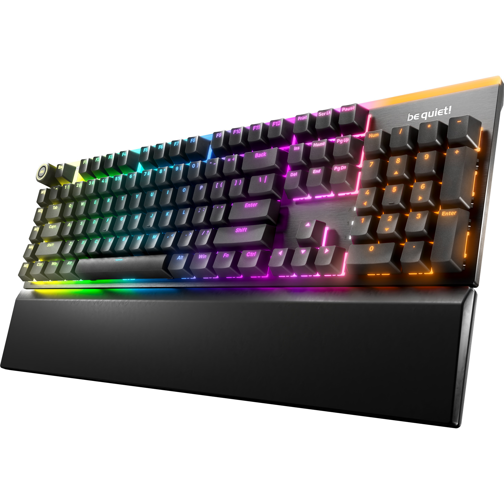 Be Quiet! light mount silent linear rgb mechanisch gaming toetsenbord (zwart, us lay-out (qwerty), silent linear, 100%, argb, pbt double-shot keycaps)