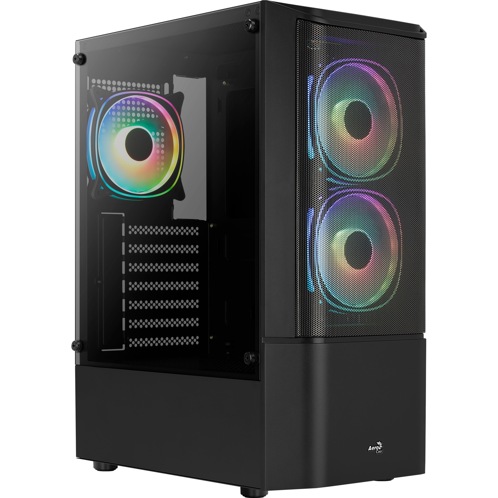 Aerocool quantum mesh v3 midi tower behuizing (zwart/grijs | 3x usb-a | rgb | window)