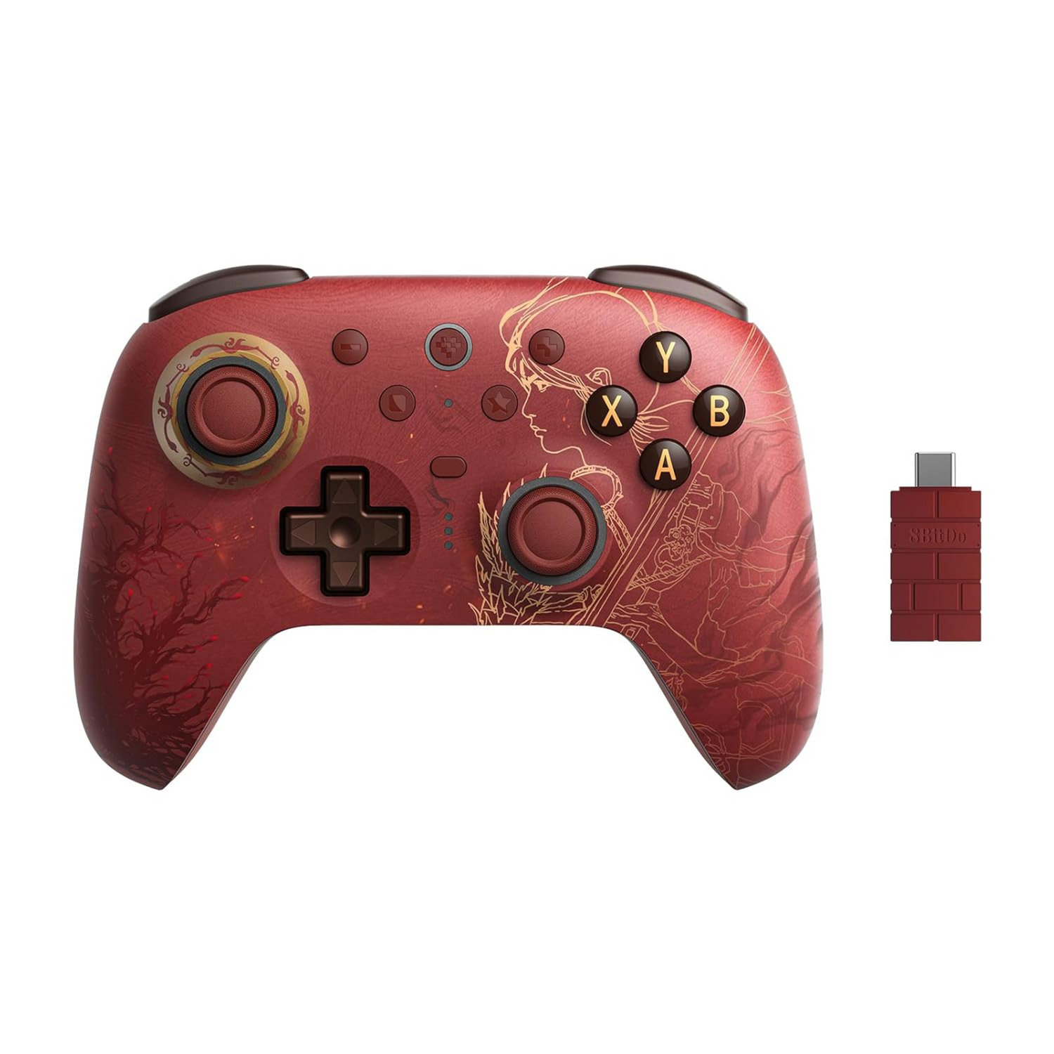 8BitDo ultimate 2 wireless controller - wuchang: fallen feathers (donkerrood, 2.4 ghz / bluetooth, usb, pc)
