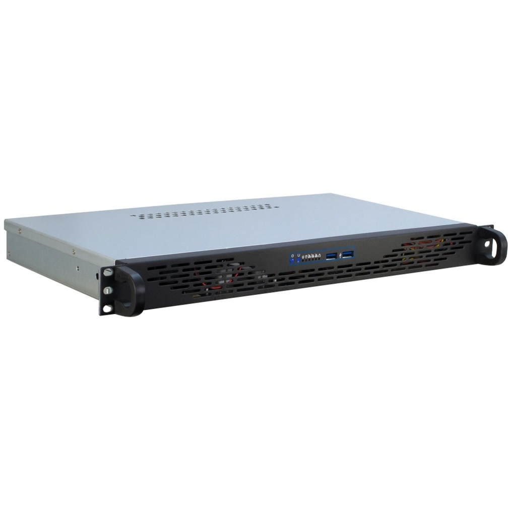 Inter-Tech 1u k-125l rack behuizing (zwart | 2x usb-a)