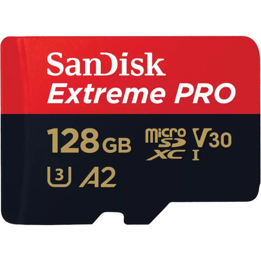 SanDisk extreme pro 128 gb microsdxc geheugenkaart (uhs-i u3, class 10, v30, a2, incl. sd adapter) afbeelding