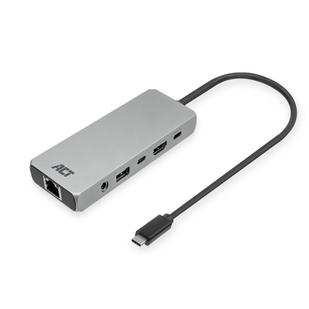 ACT Connectivity usb-c 4k / 8k 60hz dockingstation (grijs)