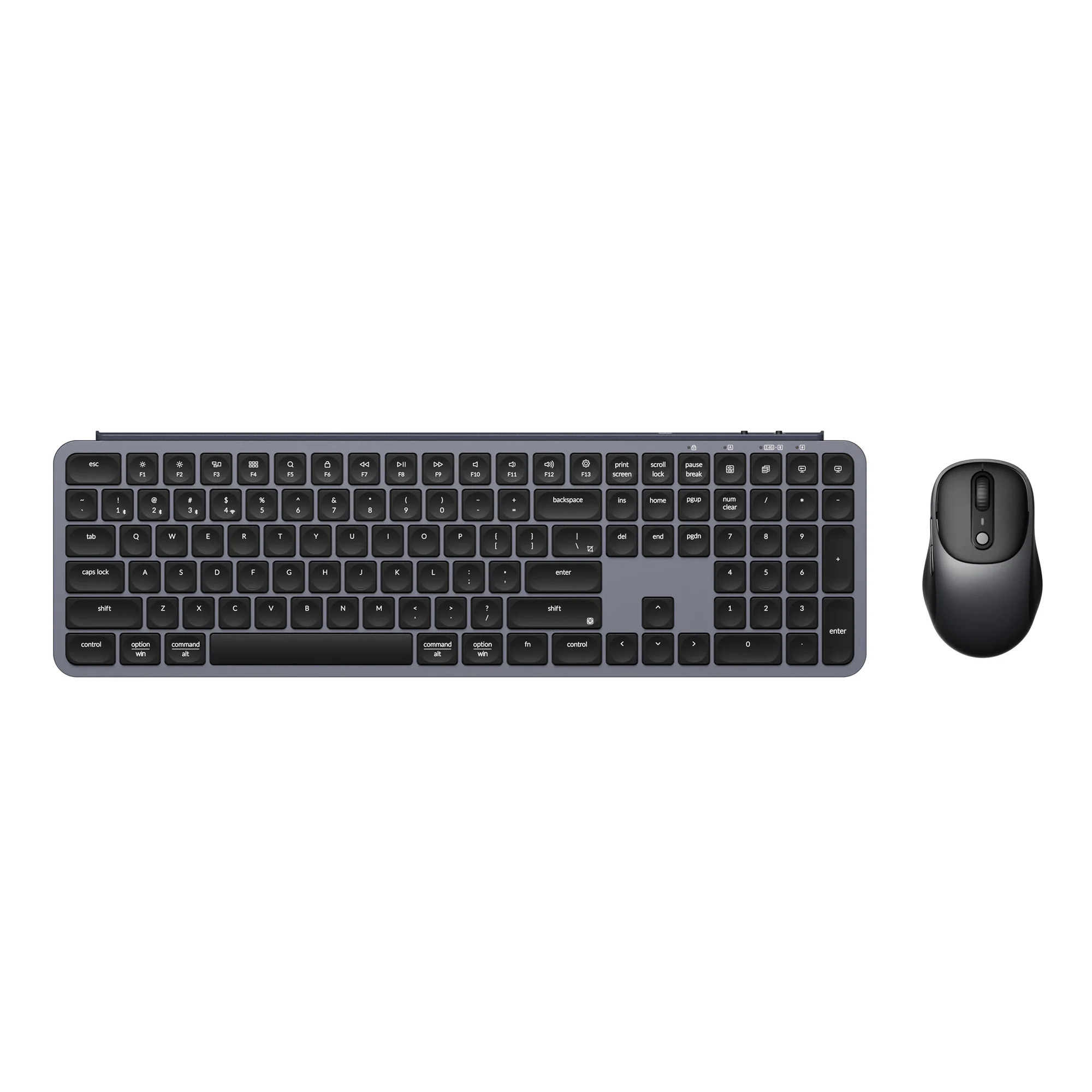 Keychron b6 pro keyboard and bm24 mouse wireless combo desktopset (grijs, us lay-out (qwerty), scissor switches, 100%, 100 - 2400 dpi, abs keycaps, 2.4 ghz / bluetooth / usb)