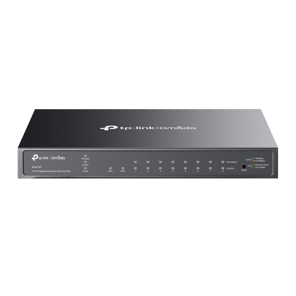 TP-Link omada sg2210p 10-poorts gigabit smart switch (zwart, 8x poe+, 2x gigabit sfp)