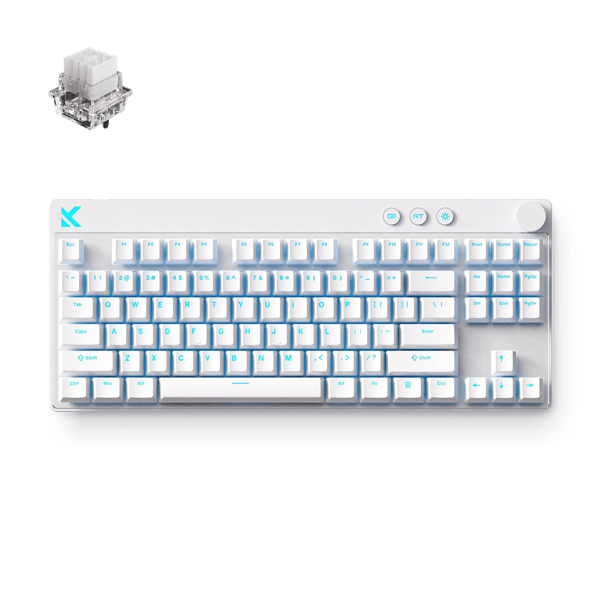 MCHOSE Mix 87 Hall Effect Magnetic Switch Gaming Keyboard (Wit, US lay-out (QWERTY), Mount Tai GT HE, 80% (TKL), 8K, RGB, PBT Keycaps, Hot-Swap)