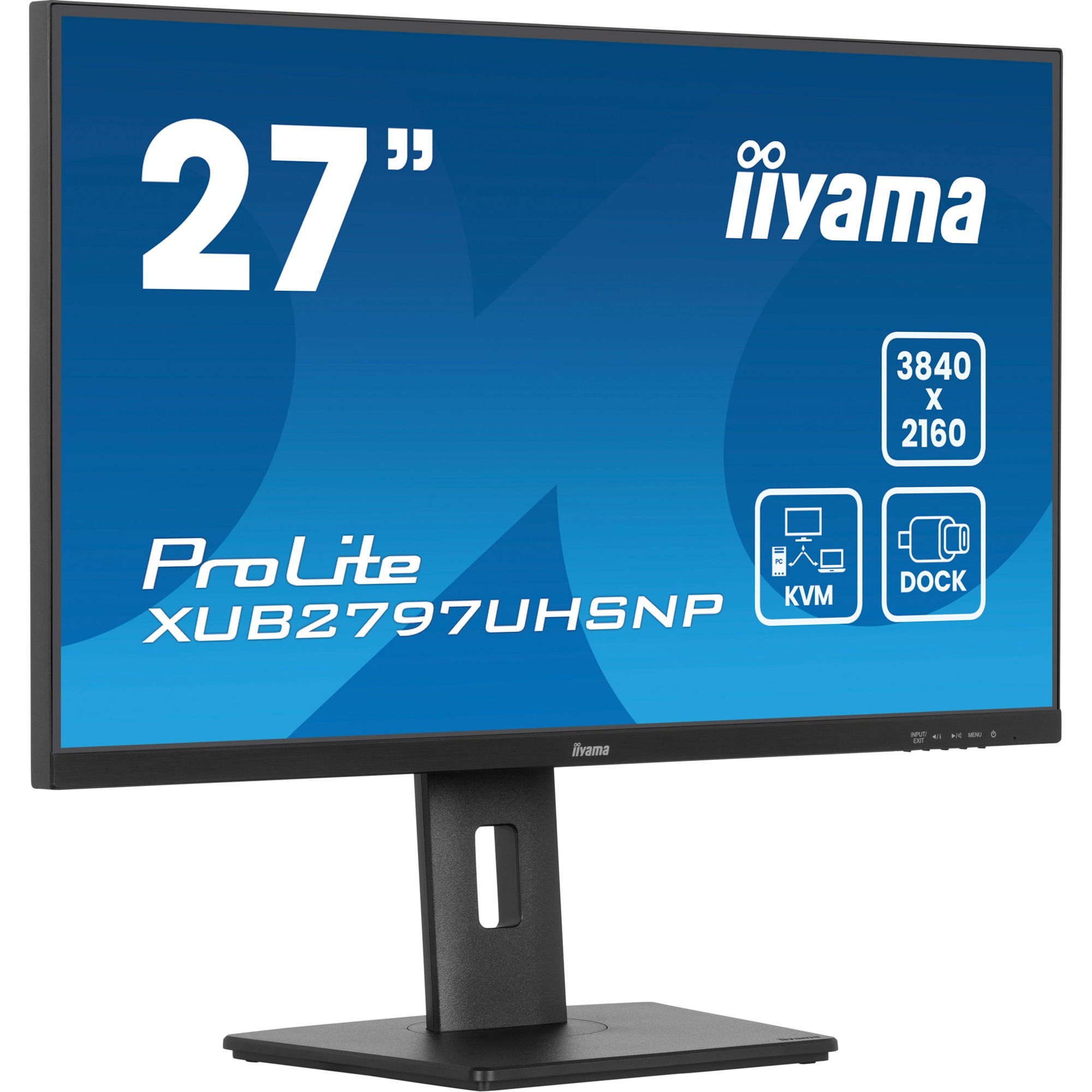 Iiyama prolite xub2797uhsnp-b1 27" 4k ultra hd monitor (zwart, 1x displayport, 1x hdmi, 2x usb-c, 3x usb-a, 1x rj-45)