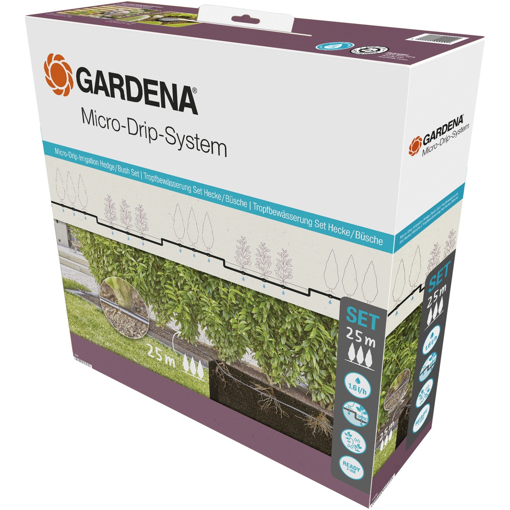 GARDENA micro-drip-bewatering heggen/struiken set (25 m) druppelaar (zwart) afbeelding 1