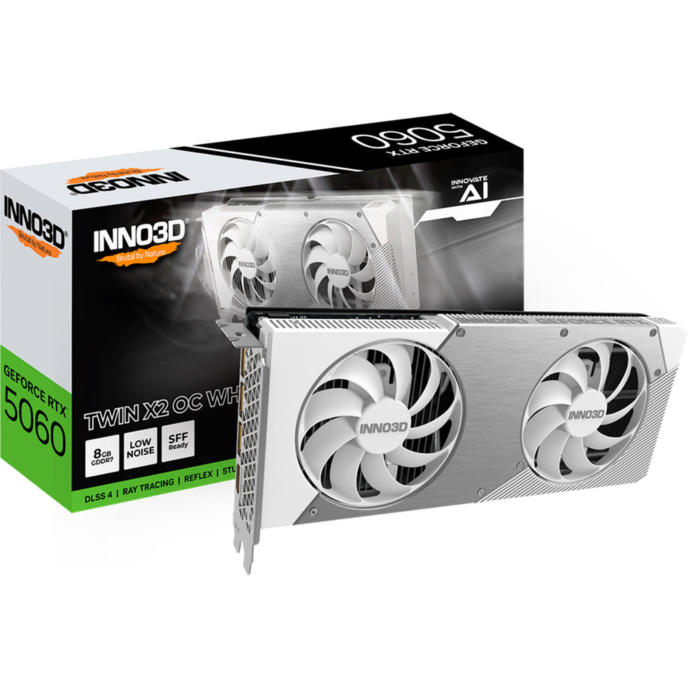 INNO3D geforce rtx 5060 twin x2 oc white 8gb grafische kaart (dlss 4, 3x displayport, 1x hdmi 2.1)
