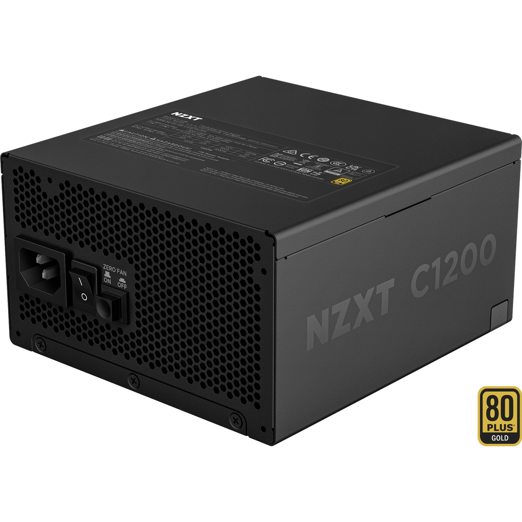 NZXT c1200 gold atx 3.1 modulaire 1200 watt voeding (zwart, 1x 12v-2x6, 3x pcie)