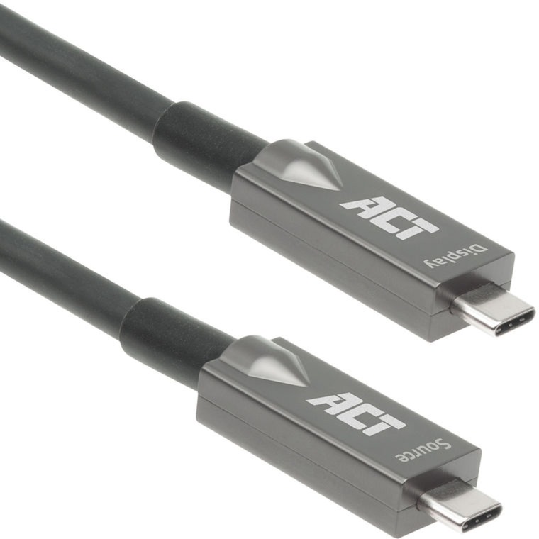 ACT Connectivity usb-c 3.2 gen2 active optical cable (aoc) aansluitkabel (grijs/zwart, 5 meter)
