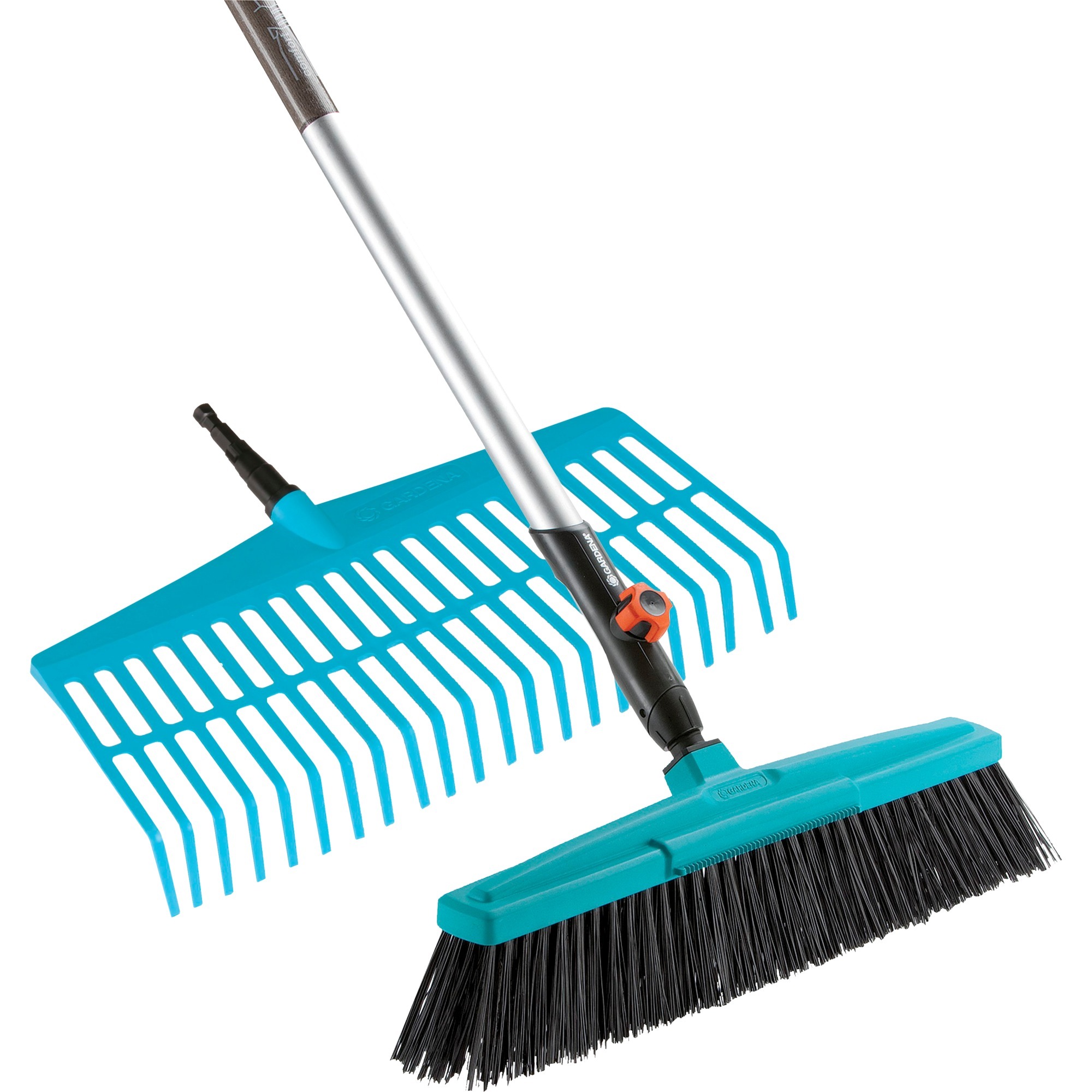 GARDENA combisystem straatbezem en gazonhark bladhark (turquoise/houtkleur, 3081-20)