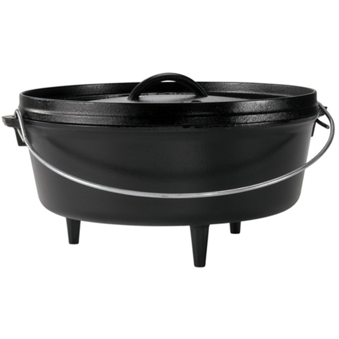 Lodge camp dutch oven l12co3, vlak kookpan (zwart, met pootjes)