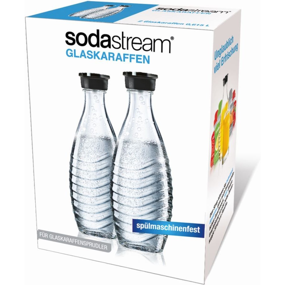 SodaStream 1047200490 duopack kan (transparant/zwart, incl. 2 glazen karaffen) afbeelding 1