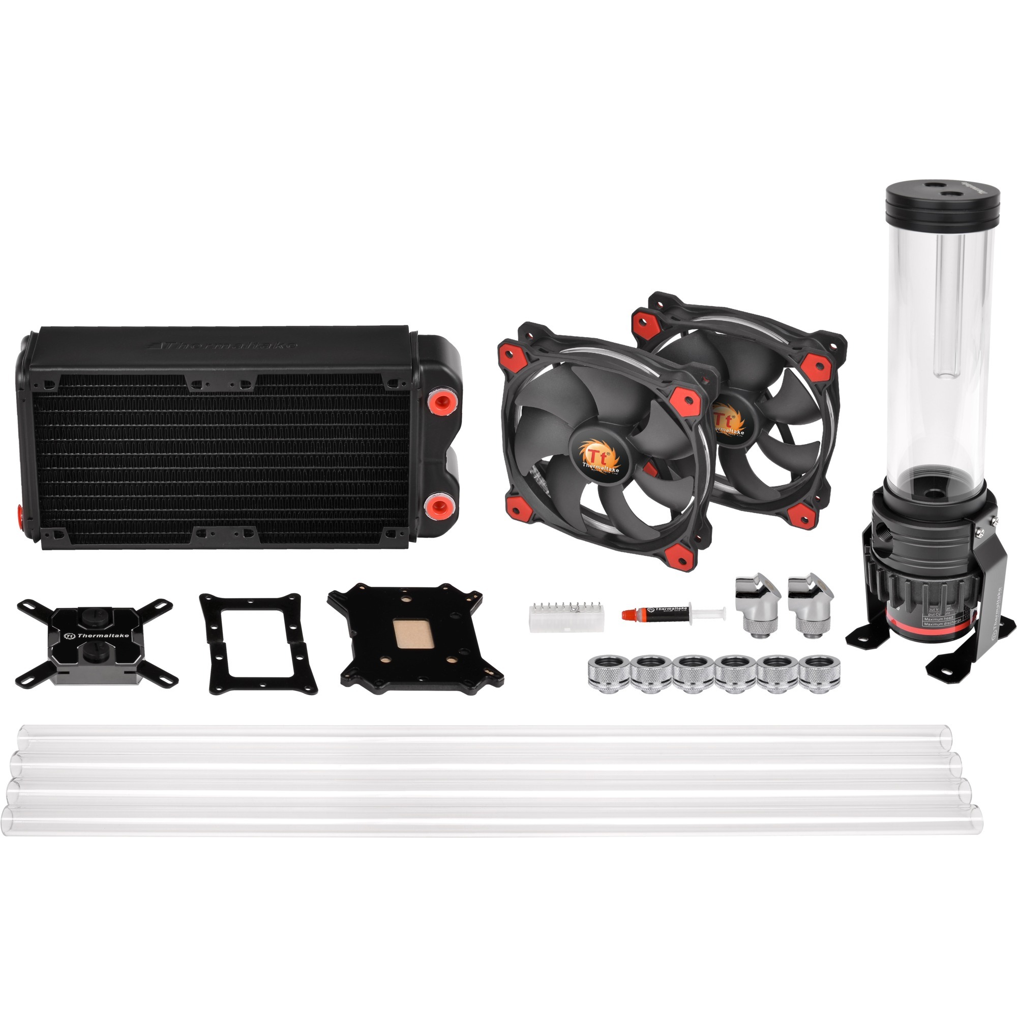 Thermaltake pacific gaming rl240 d5 hard tube water cooling kit waterkoeling (zwart/rood) afbeelding