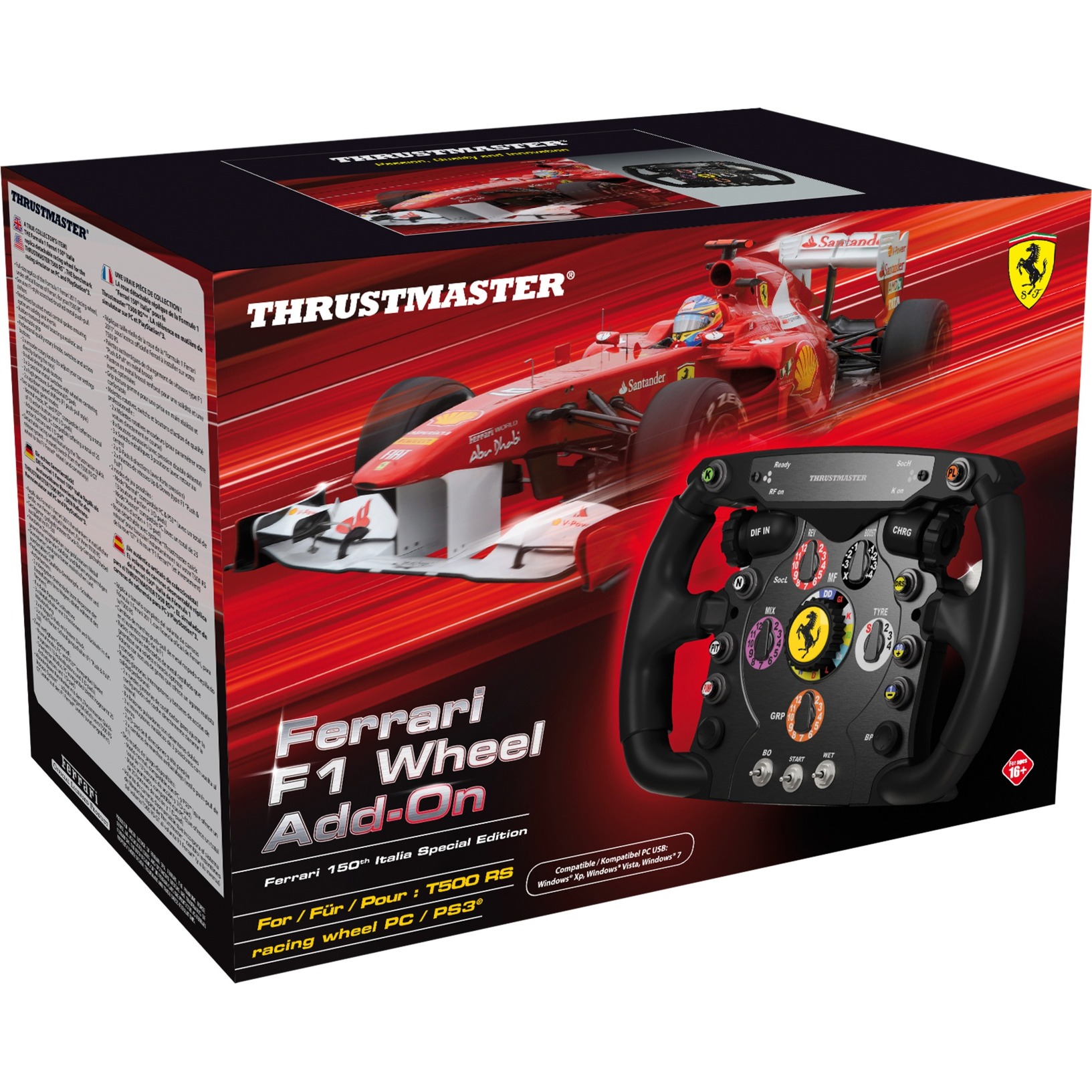 Thrustmaster ferrari f1 wheel add-on stuur add-on (zwart/zilver, pc, playstation 3, playstation 4, xbox one)