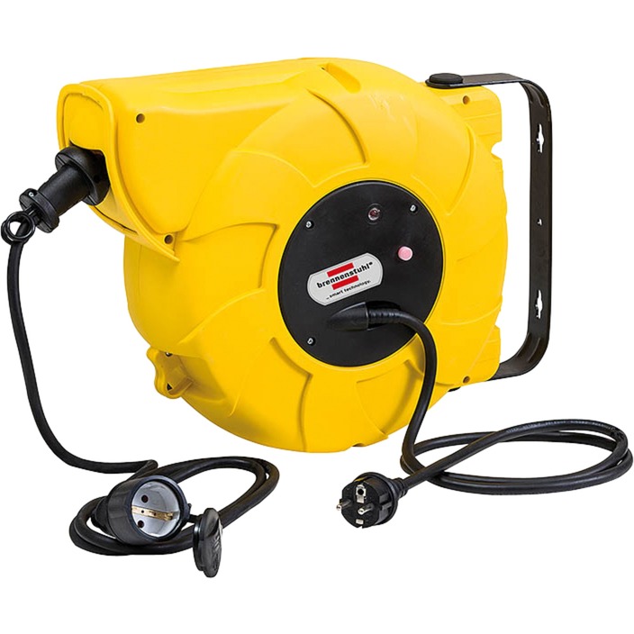 Brennenstuhl automatische kabelhaspel voor buiten (16+2m kabel, voor wand- en plafondmontage, ip44) geel afbeelding